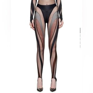 MUGLER BLACK SPIRAL LEGGINGS